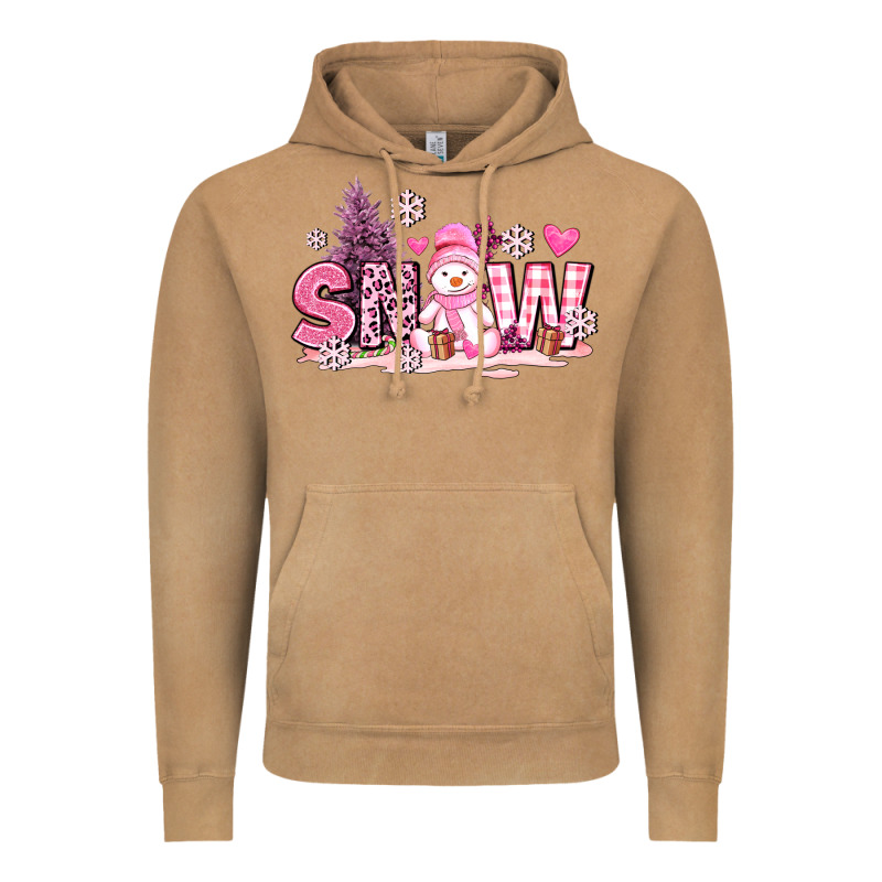 Pink Snowman And Snow Vintage Hoodie by AdoDesignShop | Teevron