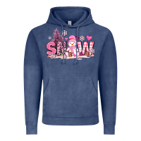 Vintage Denim pink snowman and snow Vintage Hoodie - AdoDesignShop