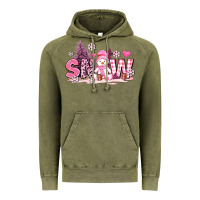 Vintage Olive pink snowman and snow Vintage Hoodie - AdoDesignShop