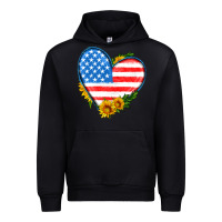Usa Flag Heart With Sunflower Urban Hoodie | Teevron