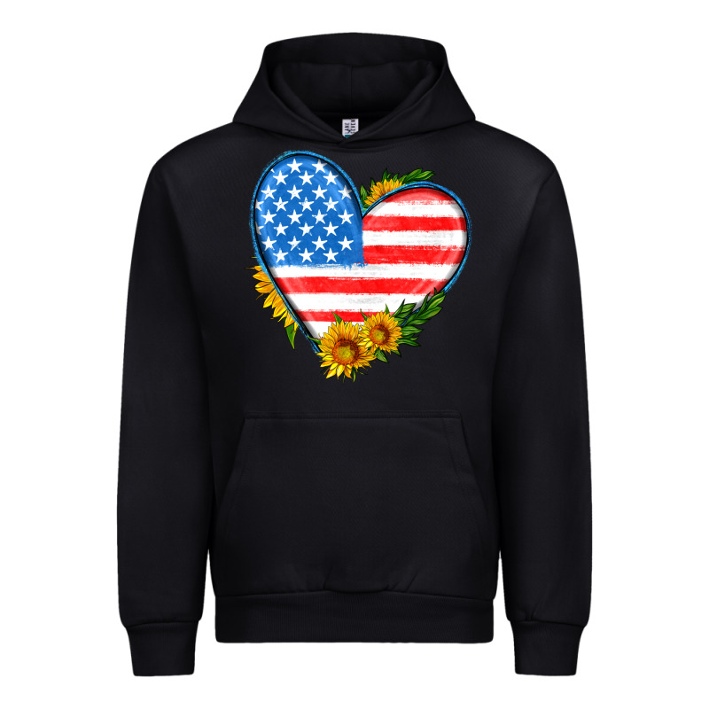 Usa Flag Heart With Sunflower Urban Hoodie by HRA Design Shop | Teevron