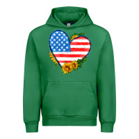 Emerald usa flag heart with sunflower Urban Hoodie - HRA Design Shop