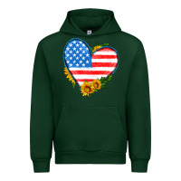 Forest Green usa flag heart with sunflower Urban Hoodie - HRA Design Shop