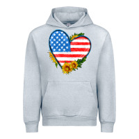 Heather Grey usa flag heart with sunflower Urban Hoodie - HRA Design Shop