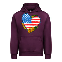 Mauve Wine usa flag heart with sunflower Urban Hoodie - HRA Design Shop