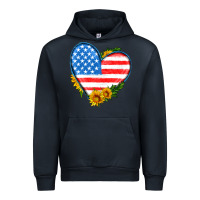 Navy usa flag heart with sunflower Urban Hoodie - HRA Design Shop