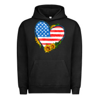 Pigment Black usa flag heart with sunflower Urban Hoodie - HRA Design Shop