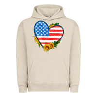 Pigment French Oak usa flag heart with sunflower Urban Hoodie - HRA Design Shop