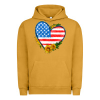Pigment Peanut Butter usa flag heart with sunflower Urban Hoodie - HRA Design Shop