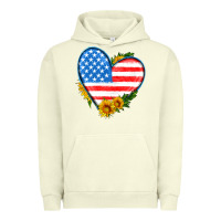 Pigment Pistachio usa flag heart with sunflower Urban Hoodie - HRA Design Shop