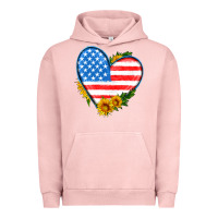 Pigment Salmon usa flag heart with sunflower Urban Hoodie - HRA Design Shop