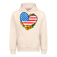 Sandshell usa flag heart with sunflower Urban Hoodie - HRA Design Shop