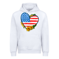 White usa flag heart with sunflower Urban Hoodie - HRA Design Shop