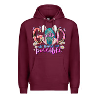 Burgundy with god all things are possible Premium Hoodie - RacoonDesign