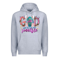 Heather Grey with god all things are possible Premium Hoodie - RacoonDesign