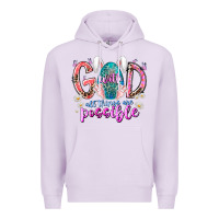 Lilac with god all things are possible Premium Hoodie - RacoonDesign