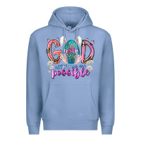 Colony Blue with god all things are possible Premium Hoodie - RacoonDesign