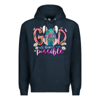 Navy with god all things are possible Premium Hoodie - RacoonDesign