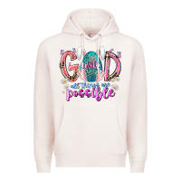 Pale Pink with god all things are possible Premium Hoodie - RacoonDesign