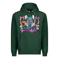 Sports Green with god all things are possible Premium Hoodie - RacoonDesign