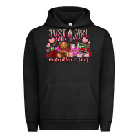 Pigment Black just  girl who loves valentines day Urban Hoodie - RacoonDesign