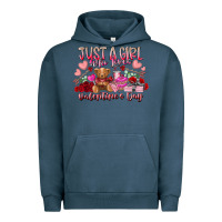 Pigment Midnight Navy just  girl who loves valentines day Urban Hoodie - RacoonDesign