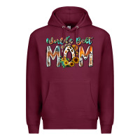 Burgundy world is best mom Premium Hoodie - RacoonDesign