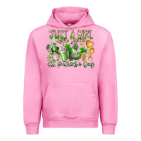 Fuchsia Pink Just a Girl who Loves Saint Patrick's Day Urban Hoodie - RacoonDesign