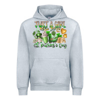 Heather Grey Just a Girl who Loves Saint Patrick's Day Urban Hoodie - RacoonDesign