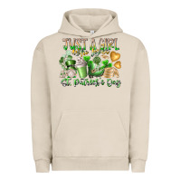 Pigment French Oak Just a Girl who Loves Saint Patrick's Day Urban Hoodie - RacoonDesign