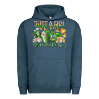 Pigment Midnight Navy Just a Girl who Loves Saint Patrick's Day Urban Hoodie - RacoonDesign