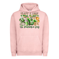 Pigment Salmon Just a Girl who Loves Saint Patrick's Day Urban Hoodie - RacoonDesign