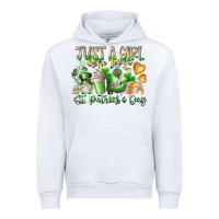White Just a Girl who Loves Saint Patrick's Day Urban Hoodie - RacoonDesign