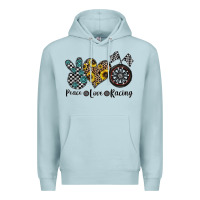 Blue Mist peace love racing Premium Hoodie - CowhideDigitalArt