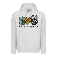 Dove Grey peace love racing Premium Hoodie - CowhideDigitalArt