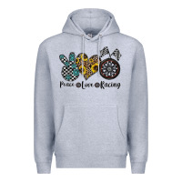 Heather Grey peace love racing Premium Hoodie - CowhideDigitalArt