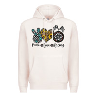 Pale Pink peace love racing Premium Hoodie - CowhideDigitalArt