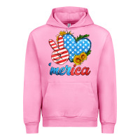 Fuchsia Pink america with heart Urban Hoodie - HRA Design Shop