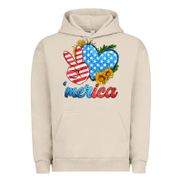 Pigment French Oak america with heart Urban Hoodie - HRA Design Shop