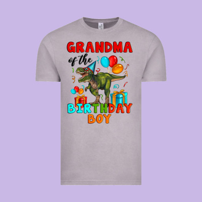 Grandma Of The Birthday Boy T Rex Vintage Tee Designed By Artiststas