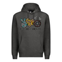 Charcoal Heather peace love racing Premium Hoodie - CowhideDigitalArt