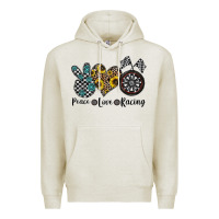 Oatmeal Heather peace love racing Premium Hoodie - CowhideDigitalArt