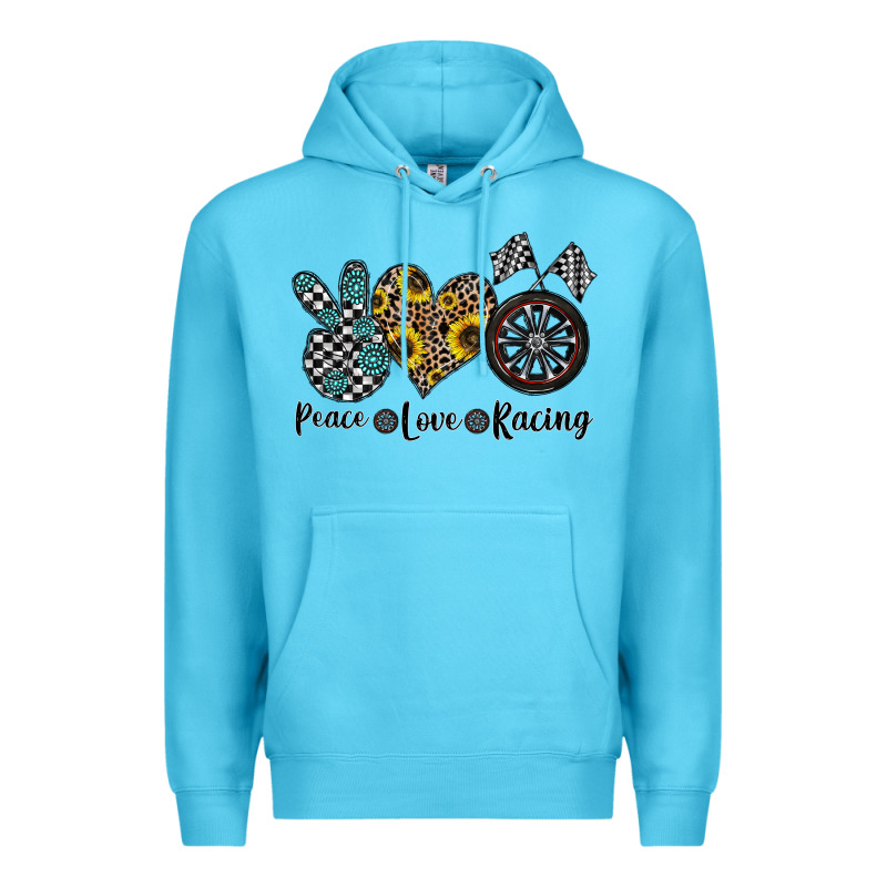 Peace Love Racing Premium Hoodie by CowhideDigitalArt | Teevron