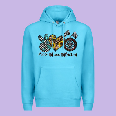Peace Love Racing Premium Hoodie Designed By Cowhidedigitalart