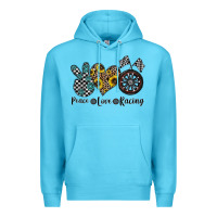 Ocean Blue peace love racing Premium Hoodie - CowhideDigitalArt