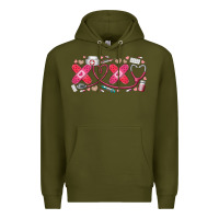 Army Green xoxo valentine Premium Hoodie - RacoonDesign