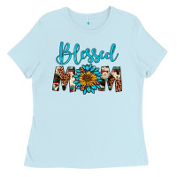 Baby Blue blessed mom Ladies Tee - Artiststas
