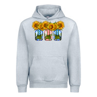 Heather Grey american sunflower mason jar Urban Hoodie - HRA Design Shop