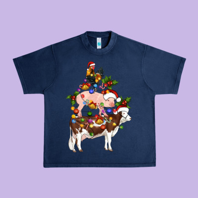 Stacked Christmas Farm Animals Urban Heavy Tee Designed By Artiststas
