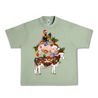 Oil Green stacked christmas farm animals Urban Heavy Tee - Artiststas